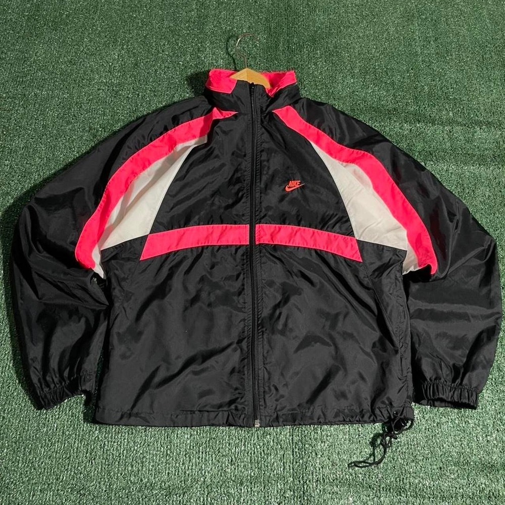 Nike Windbreaker Jacket Women S Black Pink Good Vintage Colorblock Hooded
